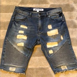 Men’s reason brand denim biker shorts